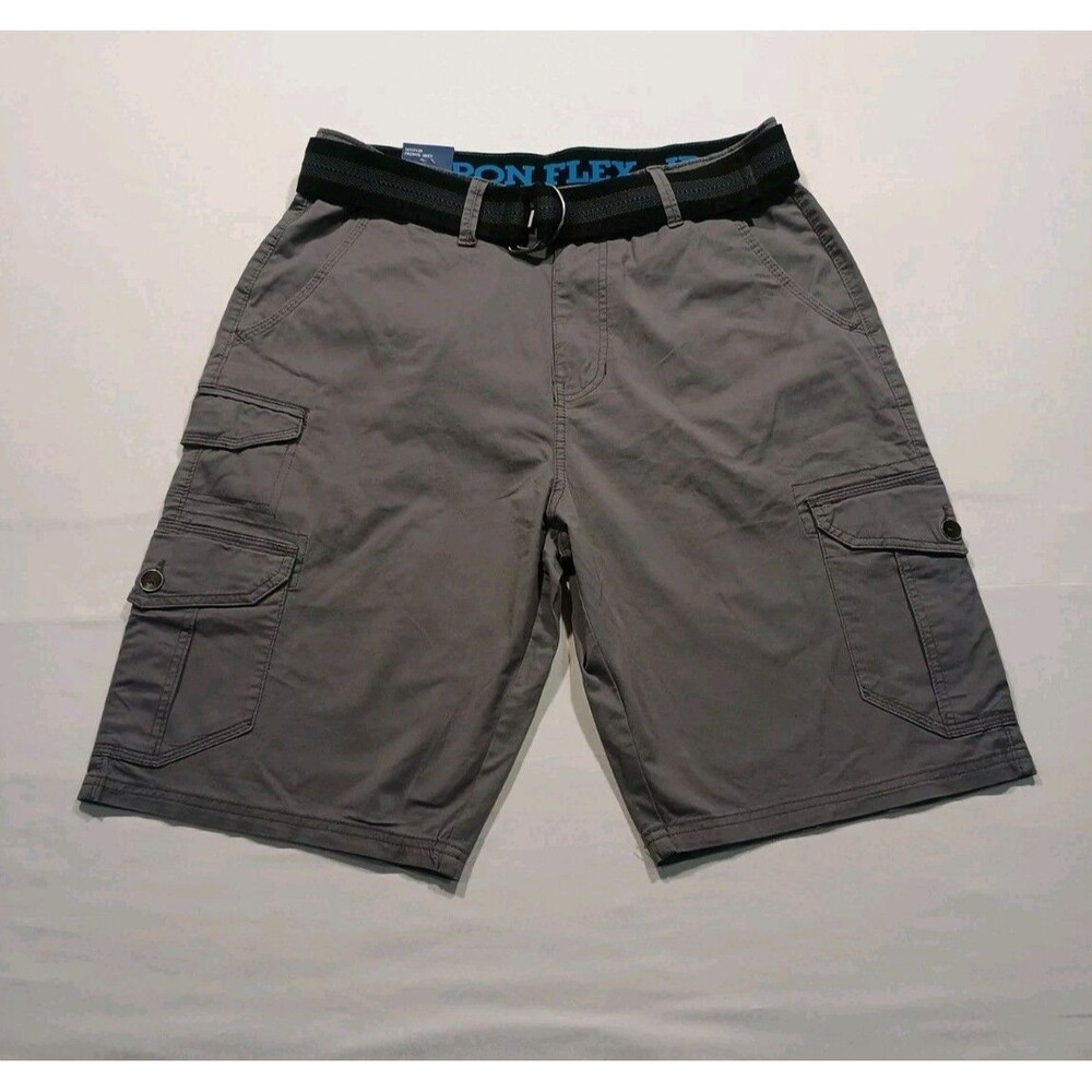 Iron Co. Men’s Belted Stretch Cargo Shorts Gray Size 32